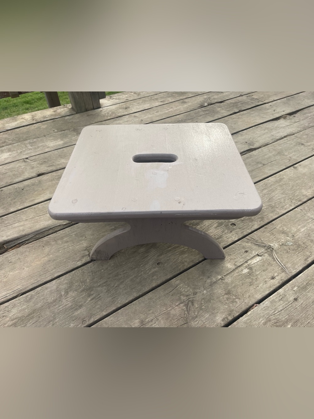 Painted Wooden Step Stool in Light Gray
